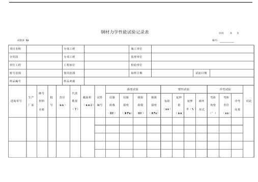 钢材力学性能试验记录表.docx