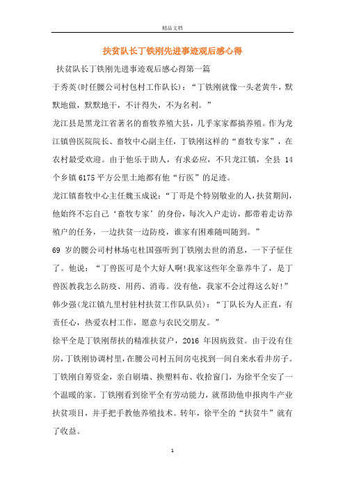 扶贫队长丁铁刚先进事迹观后感心得