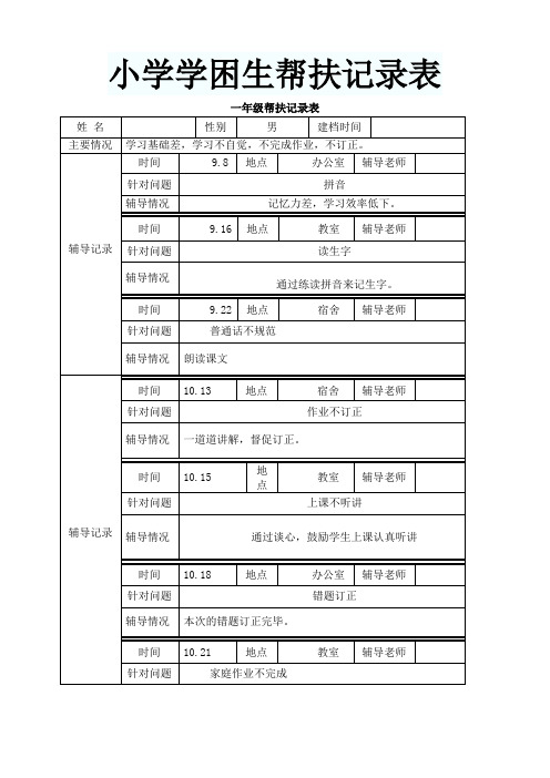 小学学困生帮扶记录表