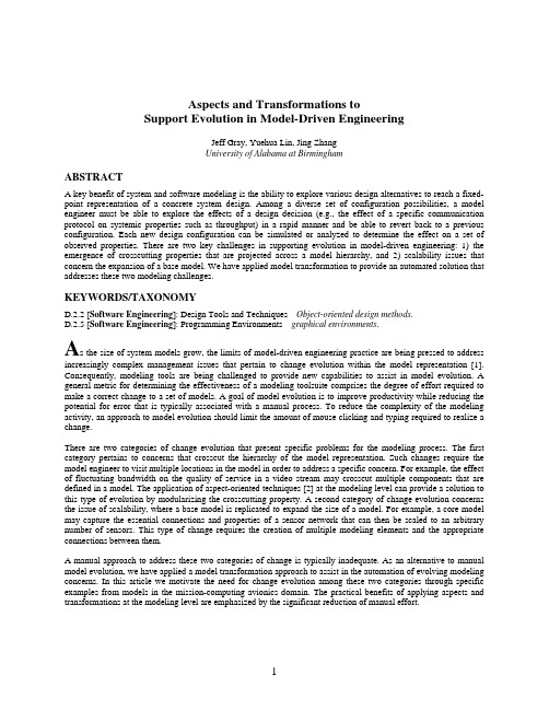 ABSTRACT Aspects and Transformations to Support Evolution in Model-Driven Engineering