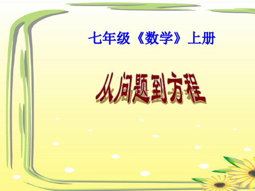 全国优质课说课一等奖初中数学七年级《从问题到方程》获奖课件