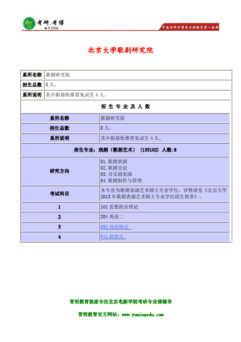 北京大学歌剧研究院歌剧表演考研真题