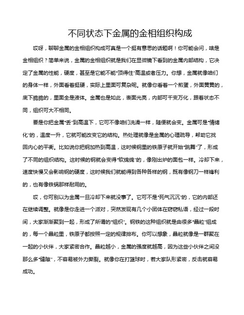 不同状态下金属的金相组织构成