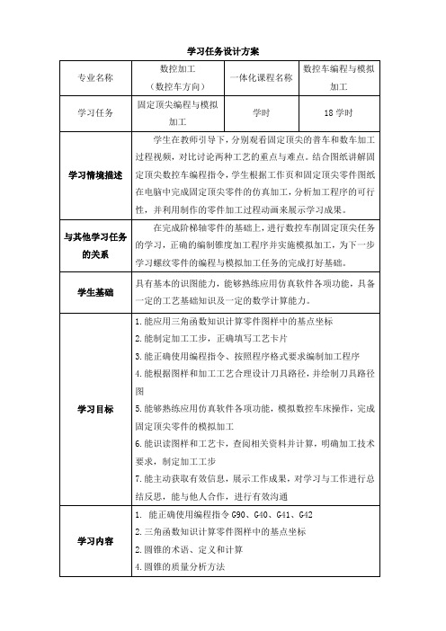 固定顶尖编程与模拟加工课题设计