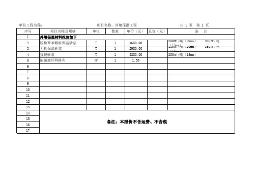 外墙保温报价表