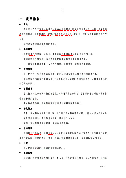 舆论学复习提纲