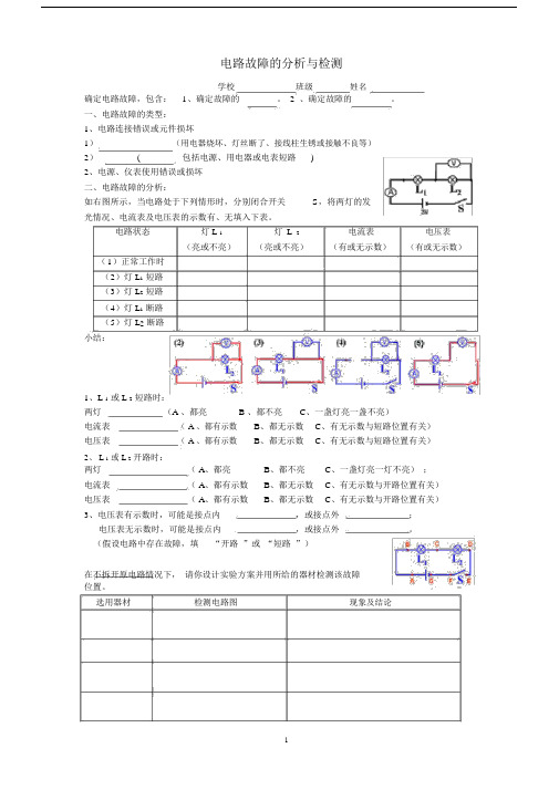 (完整版)电路故障分析专题.docx