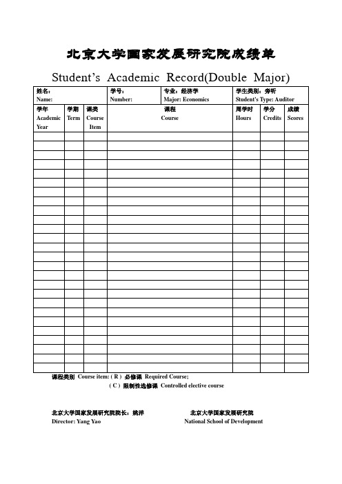 北京大学国家发展研究院成绩单