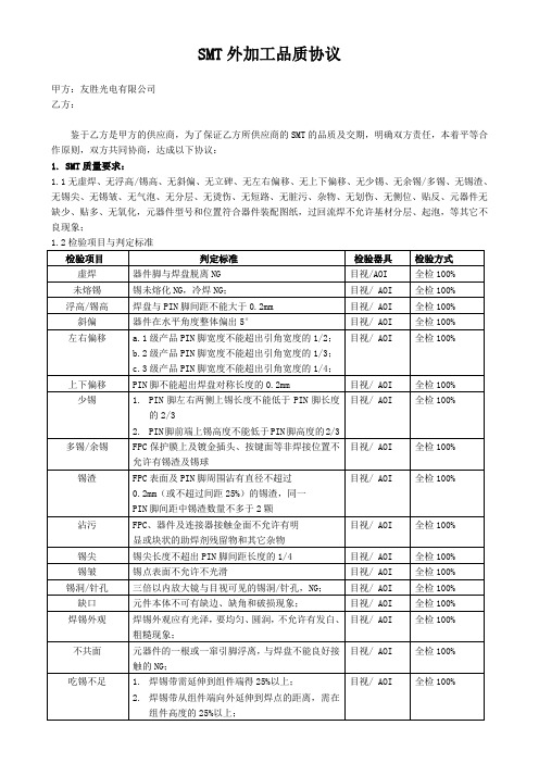 SMT加工品质协议