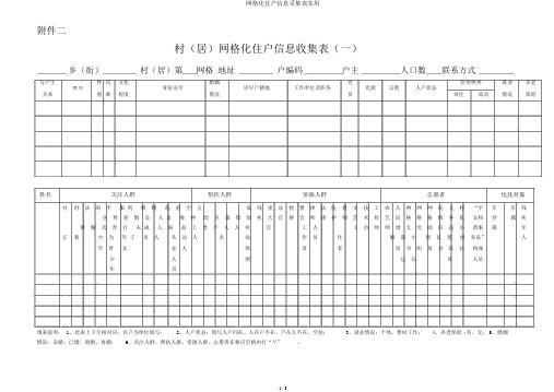 网格化住户信息采集表实用