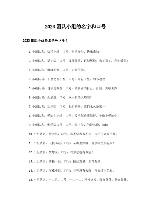 2023团队小组的名字和口号