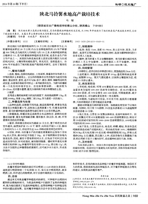 陕北马铃薯水地高产栽培技术