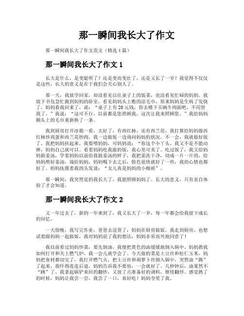 那一瞬间我长大了作文