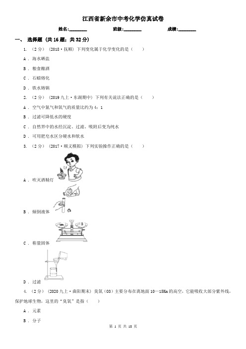 江西省新余市中考化学仿真试卷