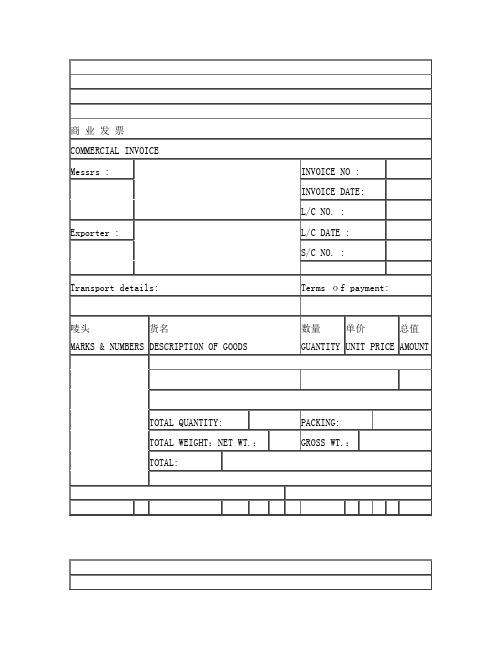 常用结汇单据模版