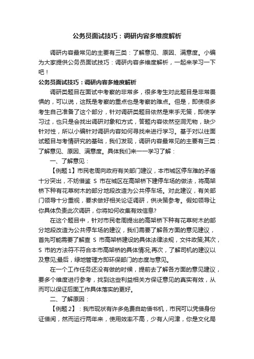 公务员面试技巧：调研内容多维度解析