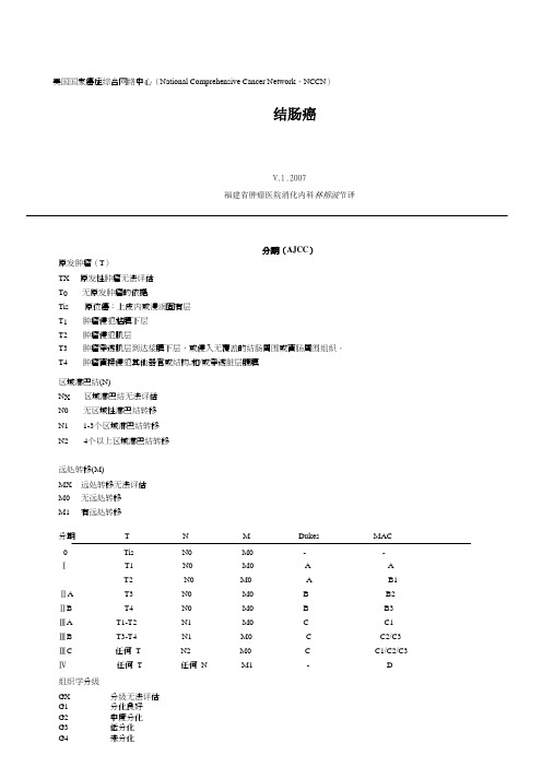 结肠癌治疗指南中文版(NCCN2007)