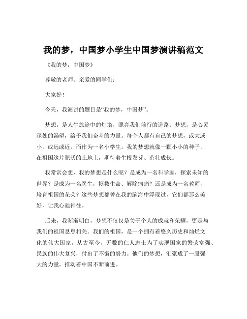 我的梦,中国梦小学生中国梦演讲稿范文