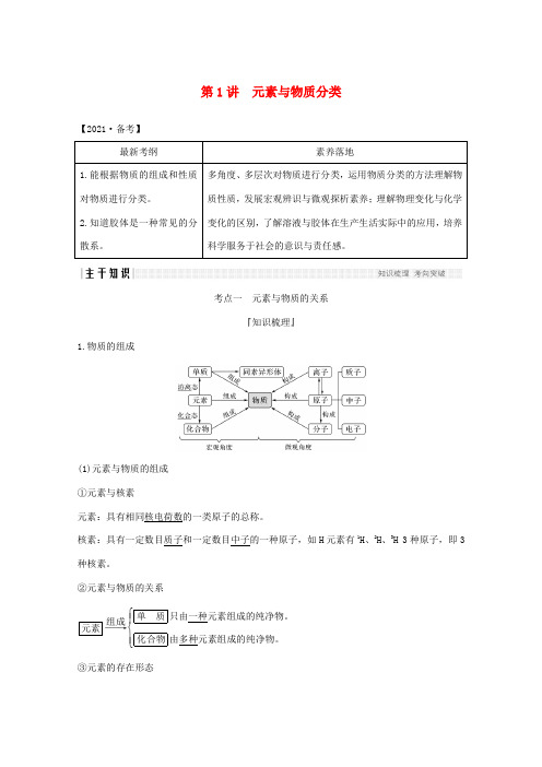 高考化学一轮复习 第2章 元素与物质世界 第1讲 元素与物质分类学案 鲁科版-鲁科版高三全册化学学案