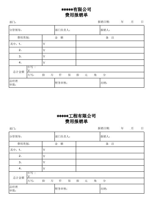 费用报销单格式(模板)