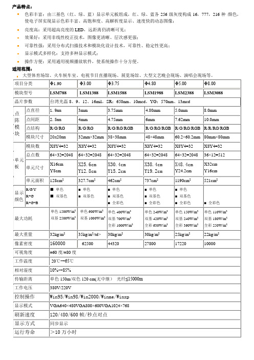 点阵模块模块参数