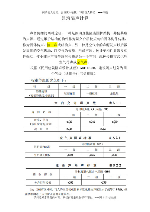 建筑隔声量计算