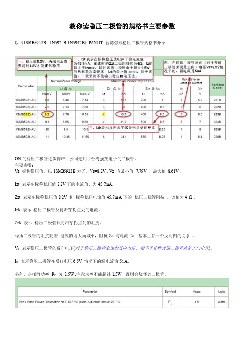 教你读稳压二极管的规格书