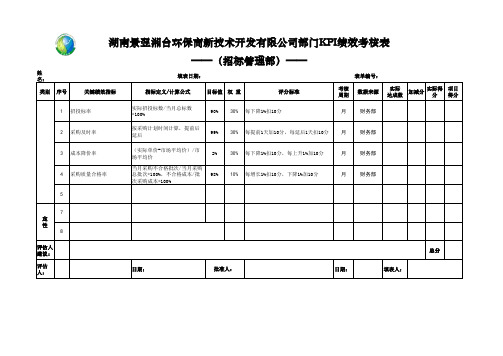 招标管理部绩效考核表