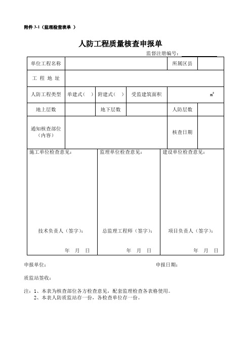 人防工程监理检查最新表格