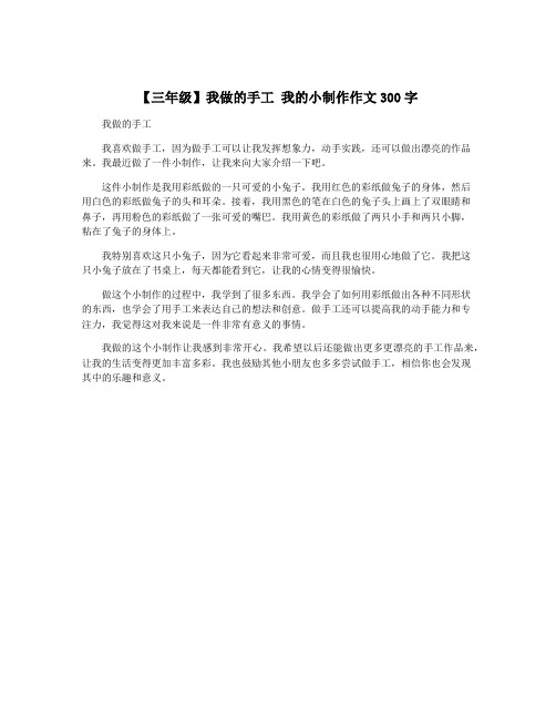 【三年级】我做的手工 我的小制作作文300字