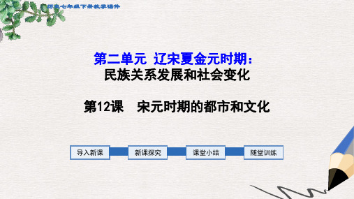七年级历史下册 第二单元 辽宋夏金元时期:民族关系发展和社会变化 第12课 宋元时期的都市和文化 新人教版