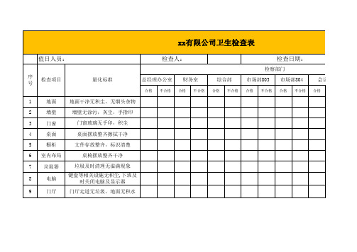 公司环境卫生检查表