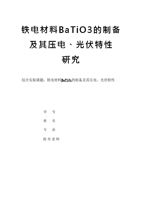 铁电材料BaTiO3的制备及其压电、光伏特性研究