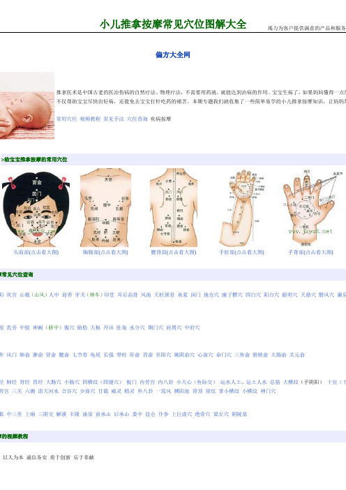 小儿推拿按摩常见穴位图解大全