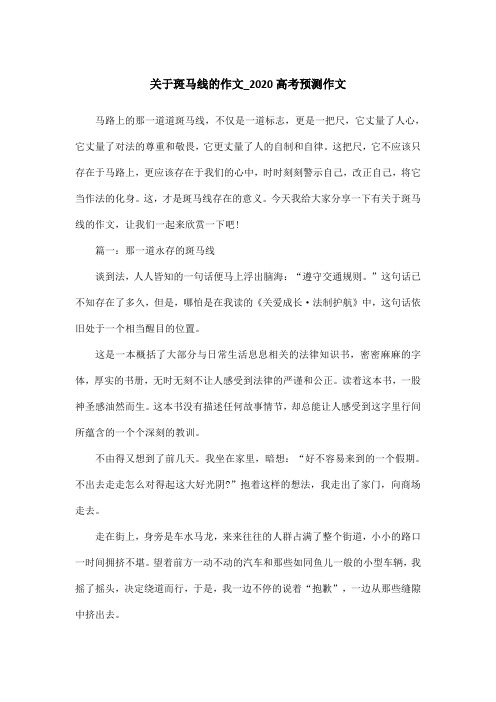 关于斑马线的作文_2020高考预测作文