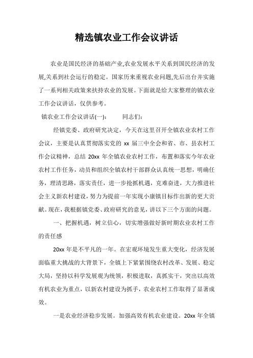 精选镇农业工作会议讲话