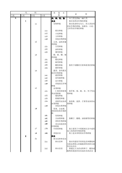 国家统计局行业分类标准e cel