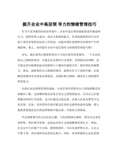 提升企业中高层领 导力的情绪管理技巧