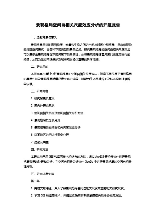 景观格局空间自相关尺度效应分析的开题报告