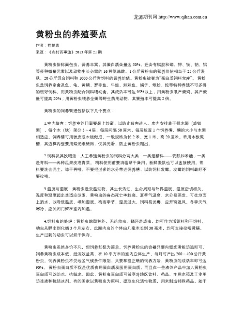 黄粉虫的养殖要点