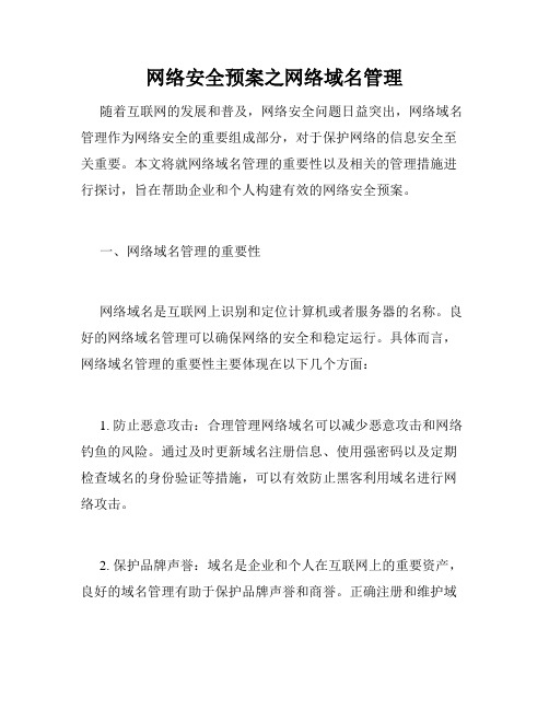 网络安全预案之网络域名管理