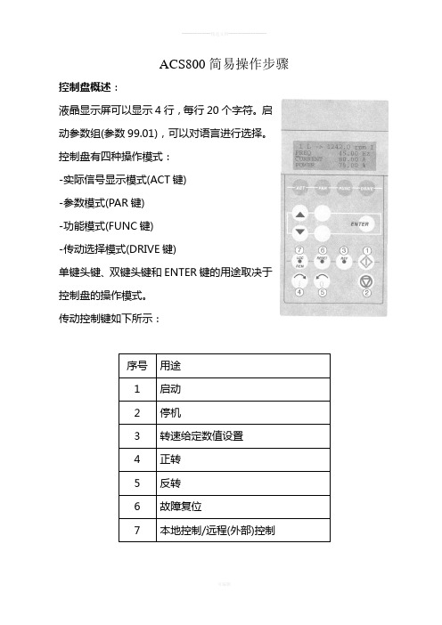 ABB变频器ACS800简易操作步骤