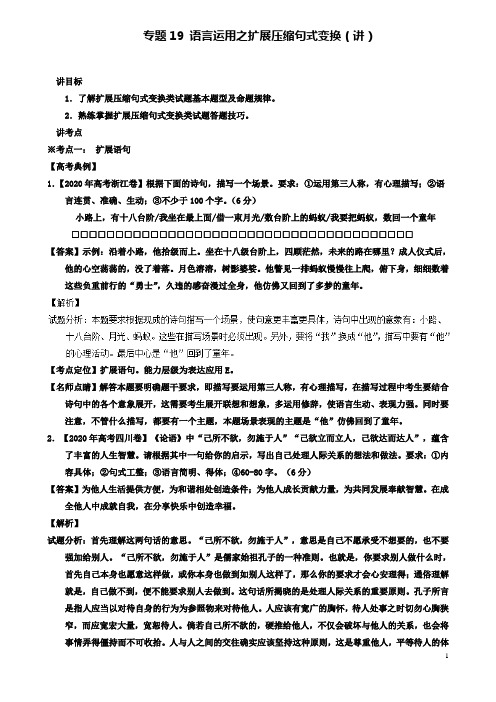 高考语文二轮复习专题语言运用之扩展压缩句式变换讲