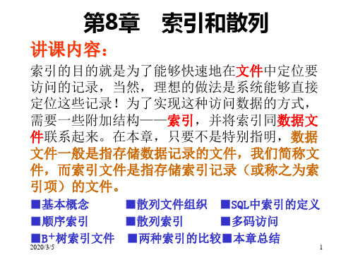 清华大学数据库access课件 第08章：索引和散列资料