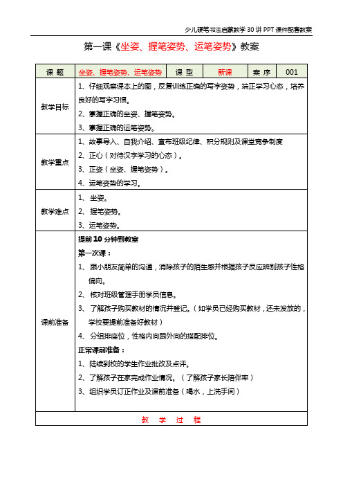 少儿硬笔书法启蒙教学30讲PPT课件配套教案