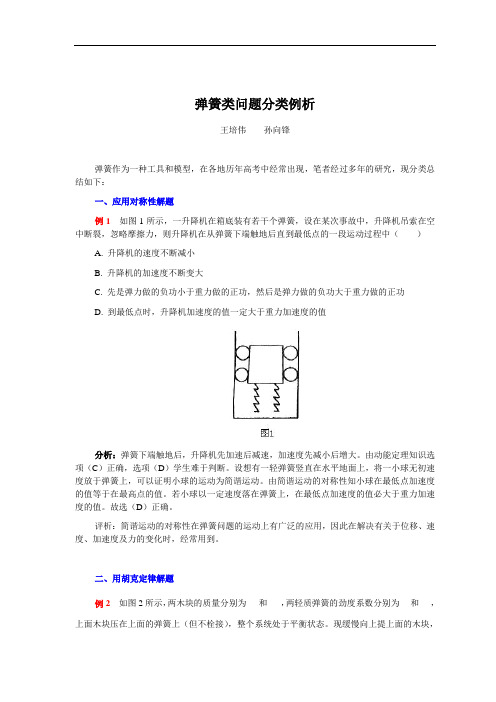 高中物理复习-弹簧类问题分类例析