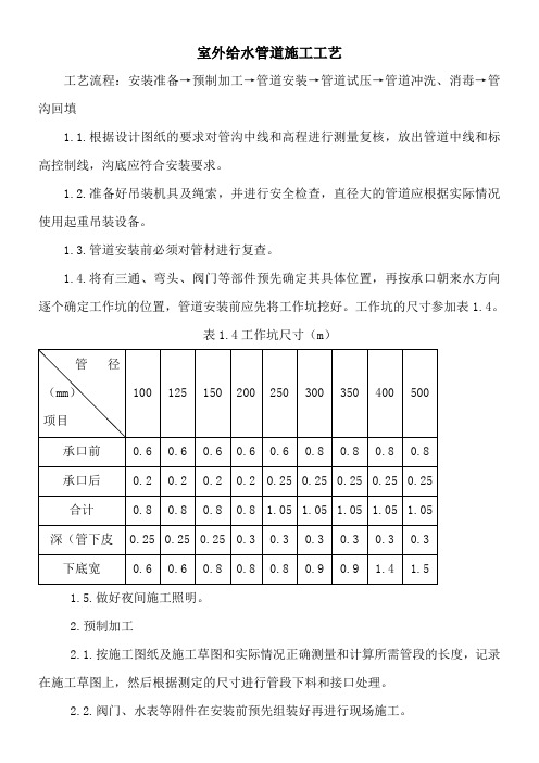 室外给水管道施工工艺