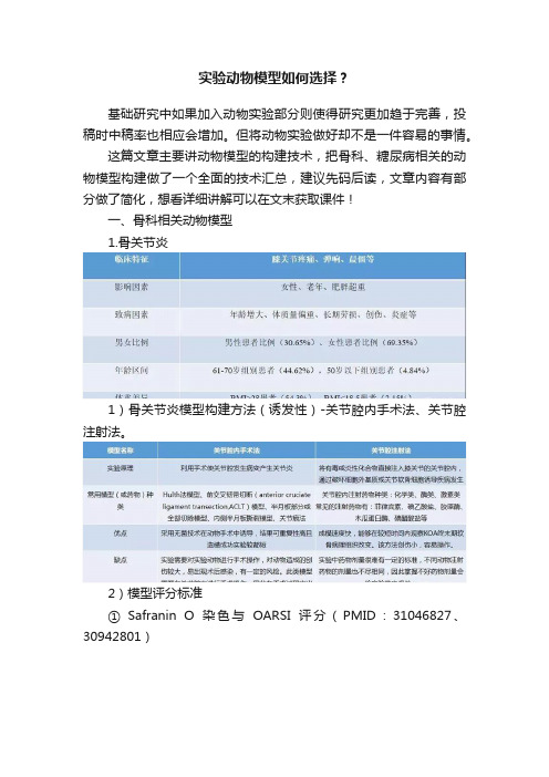 实验动物模型如何选择？