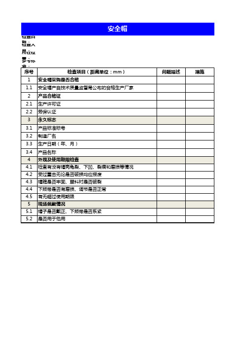 GB2811-2007安全帽 检查表