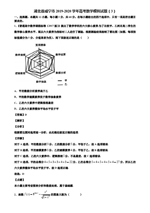 湖北省咸宁市2019-2020学年高考数学模拟试题(3)含解析